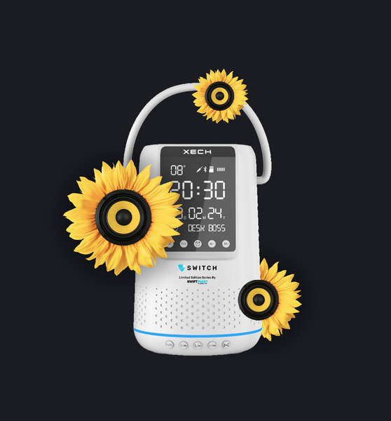 BassBloom Portable Speaker Switch On (White)