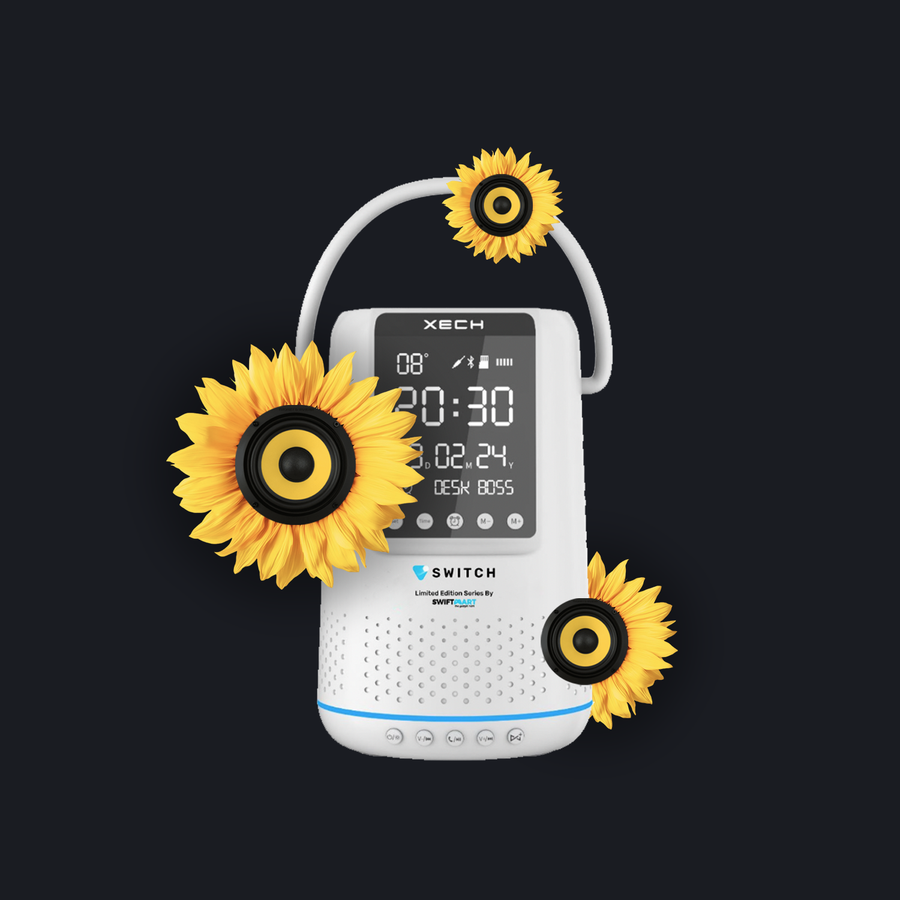 BassBloom Portable Speaker Switch On (White)